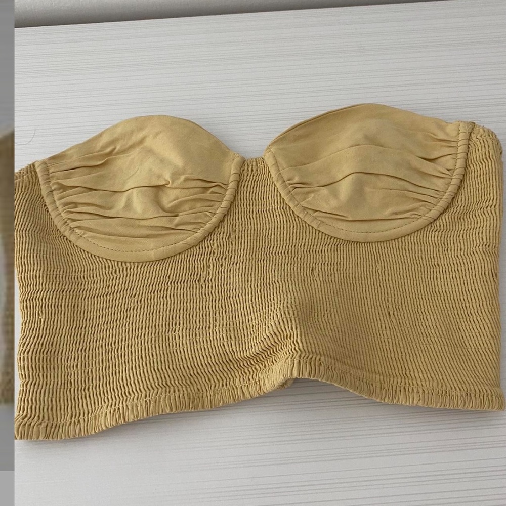 Yellow Strapless top
